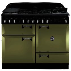 Rangemaster Elan 110cm Dual Fuel 100990  Range Cooker in Olive Green with FSD Hob